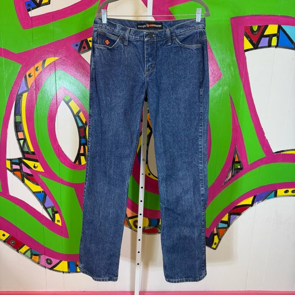 Wrangler Women's Fire Rated Straight Leg Jeans - Medium Blue Denim